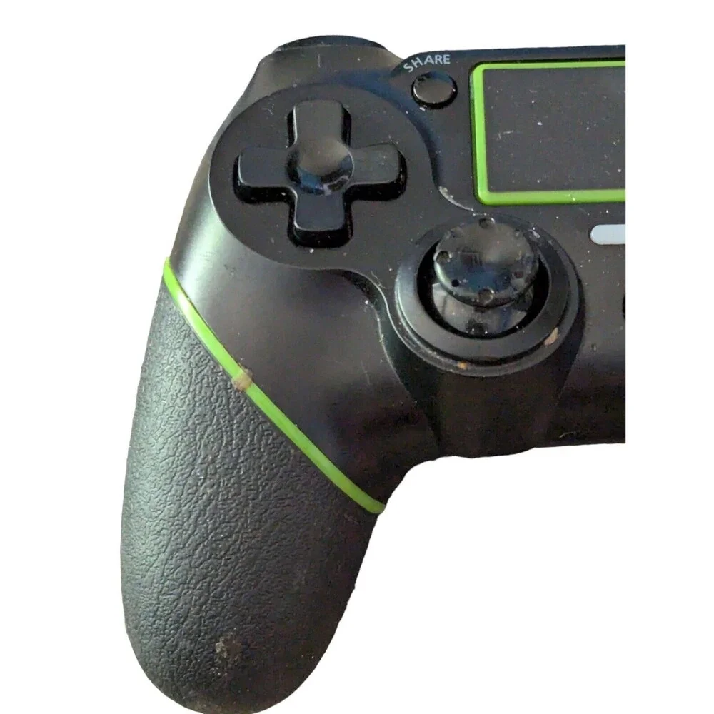 Unbranded PlayStation 4 PS4 Dualshock Wireless Controller Jet Black Green Stripe